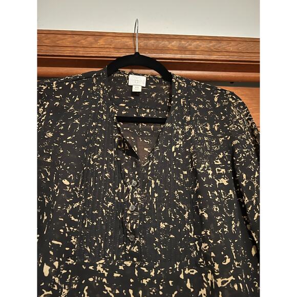 Converse One Star Women's Sheer Pleated Blouse Long Sleeve Black Size XS - Picture 3 of 9